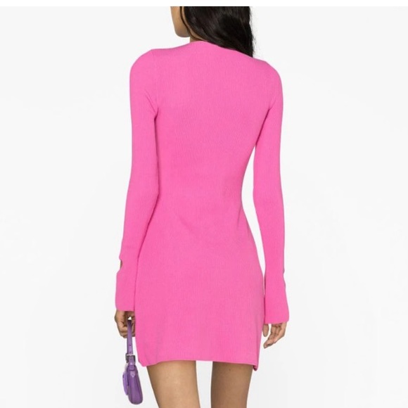 Mach & Mach Pink Heart Cutout Aimee Stretchy Ribbed Dress NWT Large - Picture 3 of 11